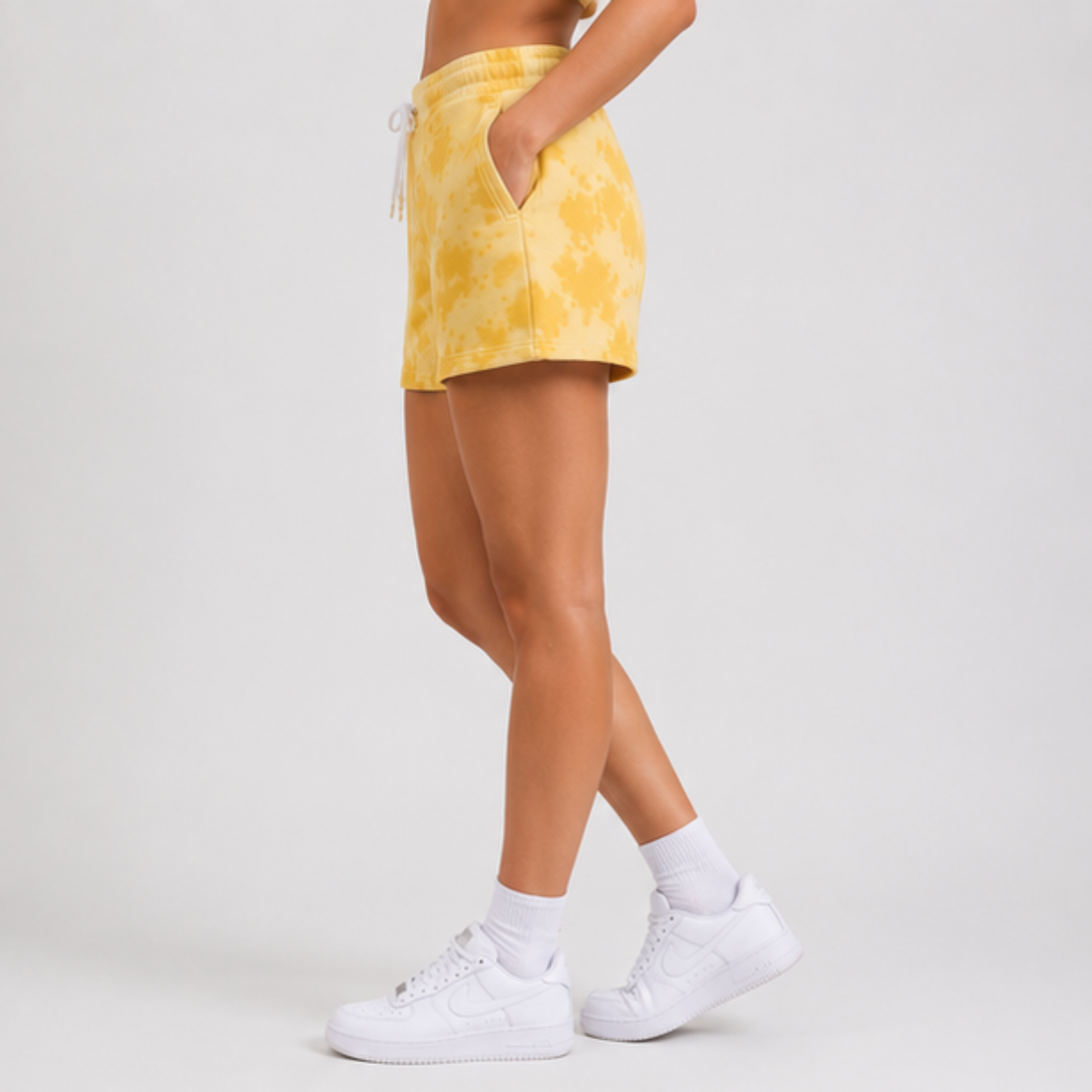 Evo Vogue Golden Bloom Yellow Tie Dye Shorts