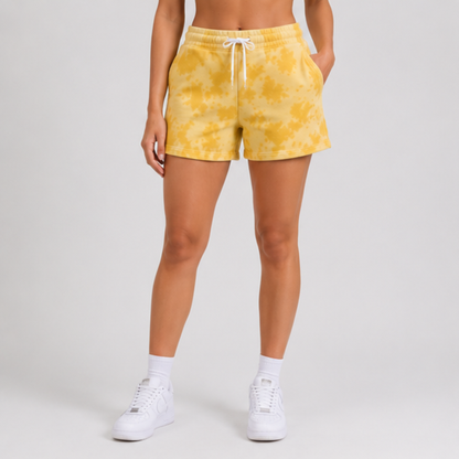 Evo Vogue Golden Bloom Yellow Tie Dye Shorts