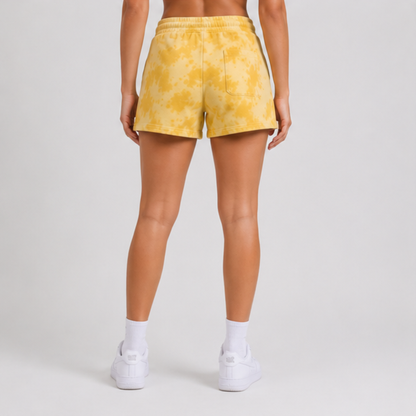 Evo Vogue Golden Bloom Yellow Tie Dye Shorts