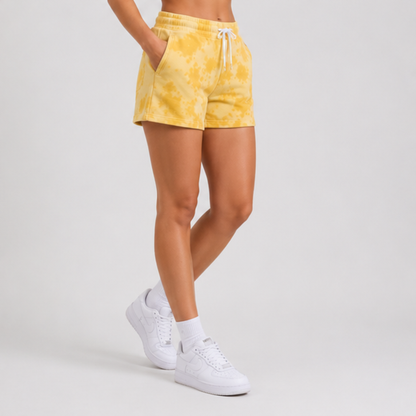 Evo Vogue Golden Bloom Yellow Tie Dye Shorts