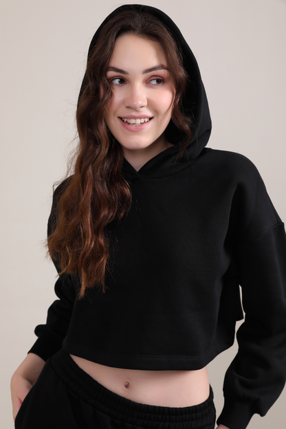 Evo Vogue Luxe Black Crop Hoodie