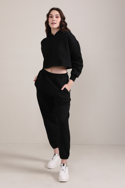 Evo Vogue Luxe Black Crop Hoodie