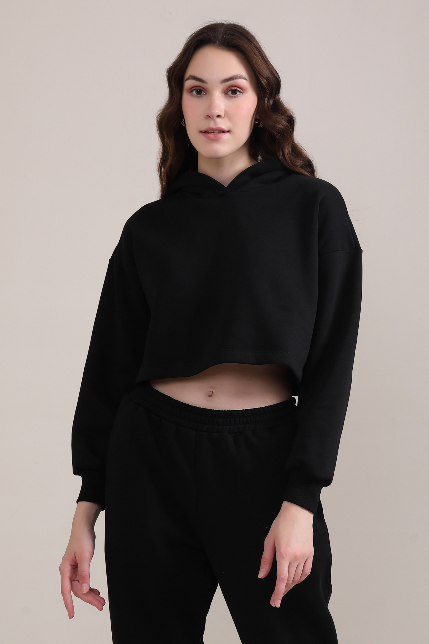 Evo Vogue Luxe Black Crop Hoodie