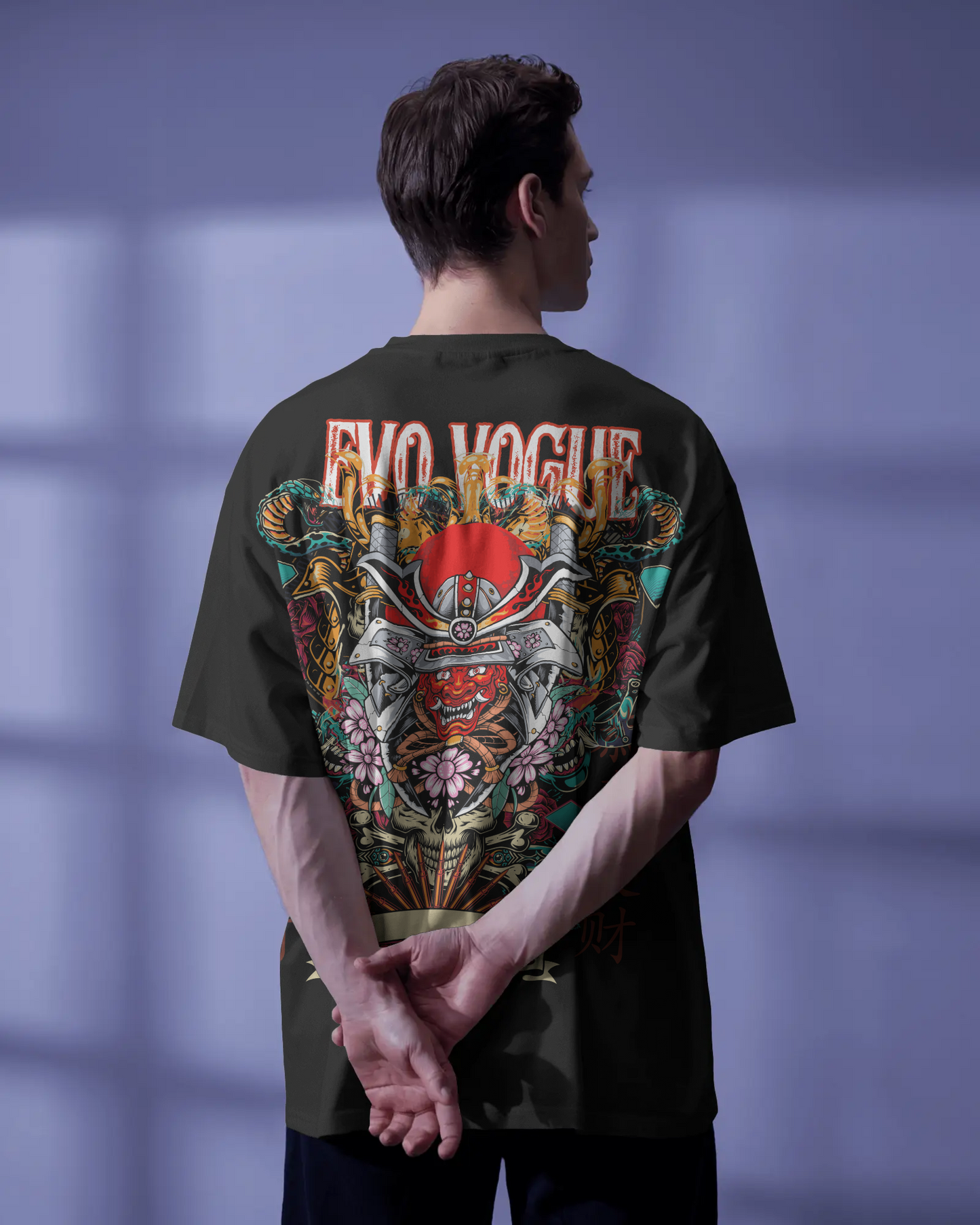 Samurai Bloom Oversized Tee – Black Edition