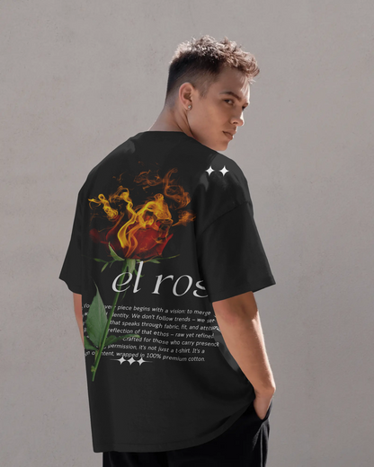 Evo Vogue “Crimson Rose Rhapsody” Double-Sided Printed Oversized Tee – 100% Pure Imported Premium Cotton