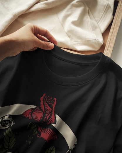 Evo Vogue “Crimson Rose Rhapsody” Double-Sided Printed Oversized Tee – 100% Pure Imported Premium Cotton