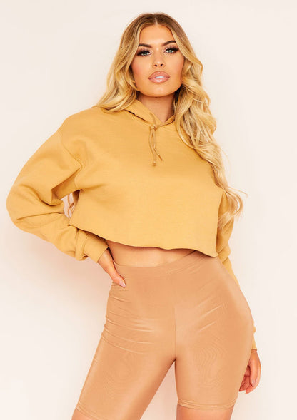 Evo Vogue Mustard Yellow Crop Hoodie – Vibrant, Stylish, and Premium
