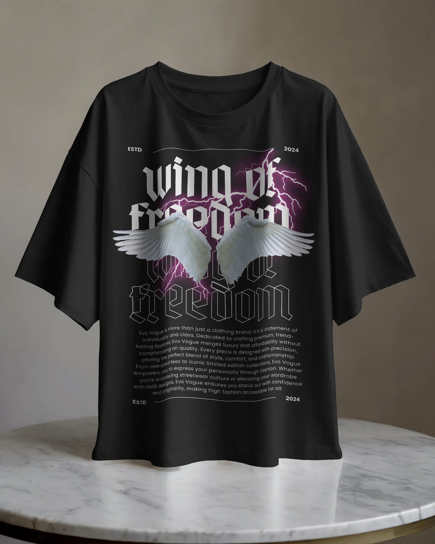Evo Vogue “Soaring Freedom” Double-Sided Printed Oversized Tee – 100% Pure Imported Premium Cotton