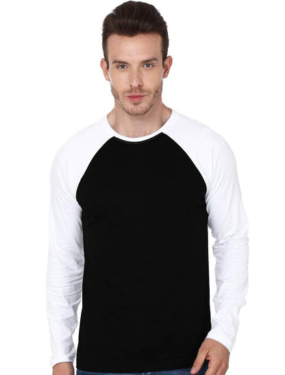 Classic Contrast: The Black & White Raglan Full Sleeve T-Shirt