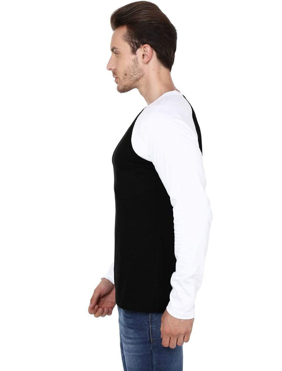 Classic Contrast: The Black & White Raglan Full Sleeve T-Shirt