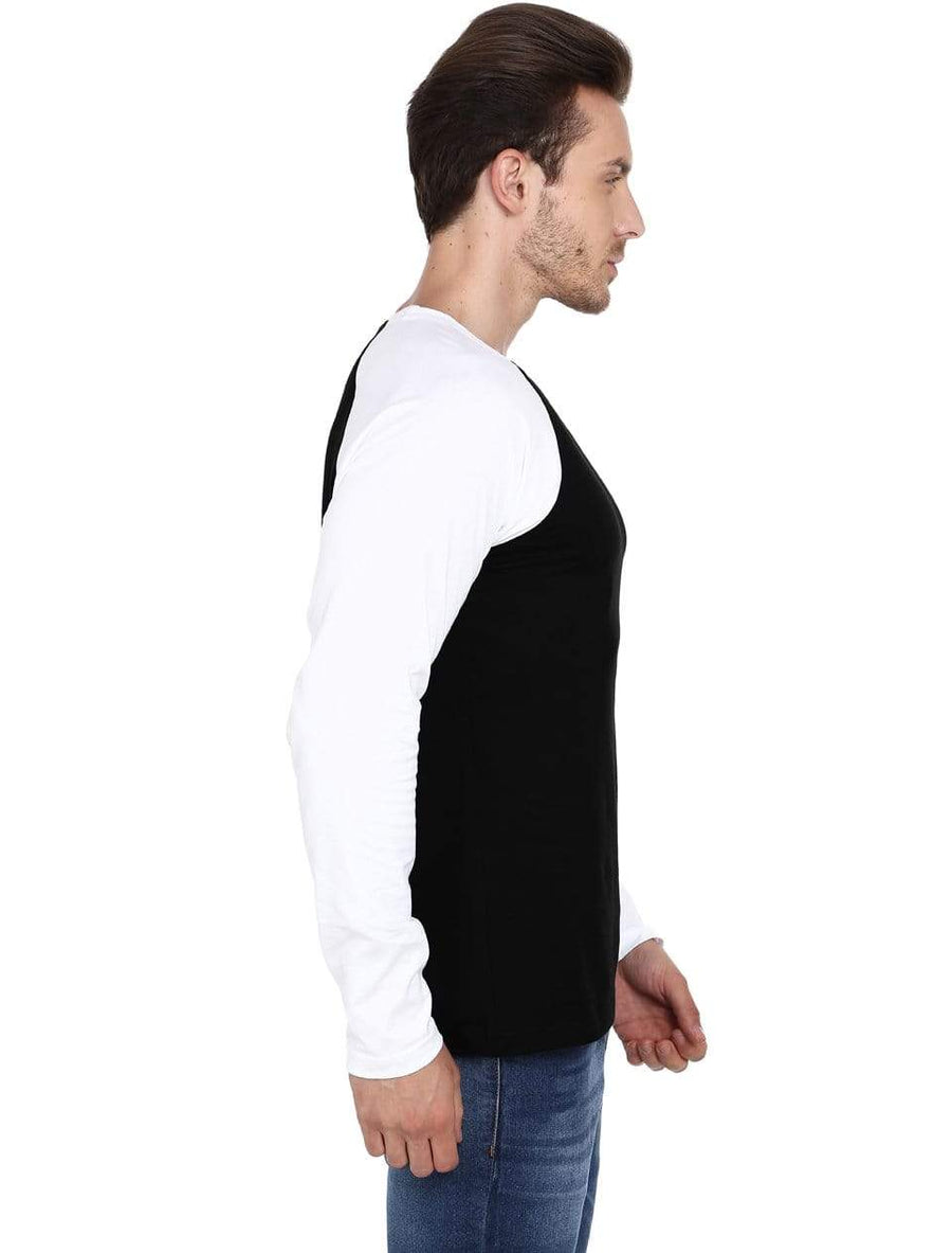 Classic Contrast: The Black & White Raglan Full Sleeve T-Shirt