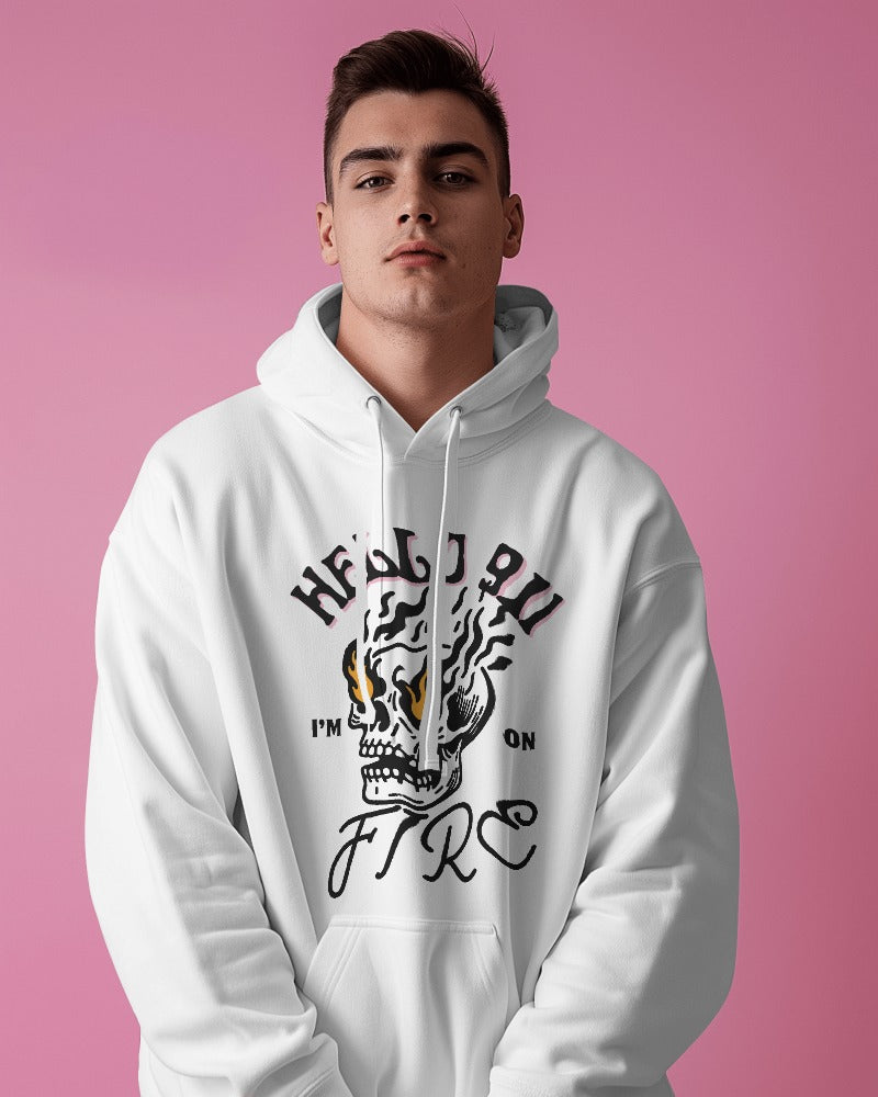 Evo Vogue "Hello 911, I'm On Fire" 450 GSM Heavyweight Hoodie – Bold and Fiery Streetwear