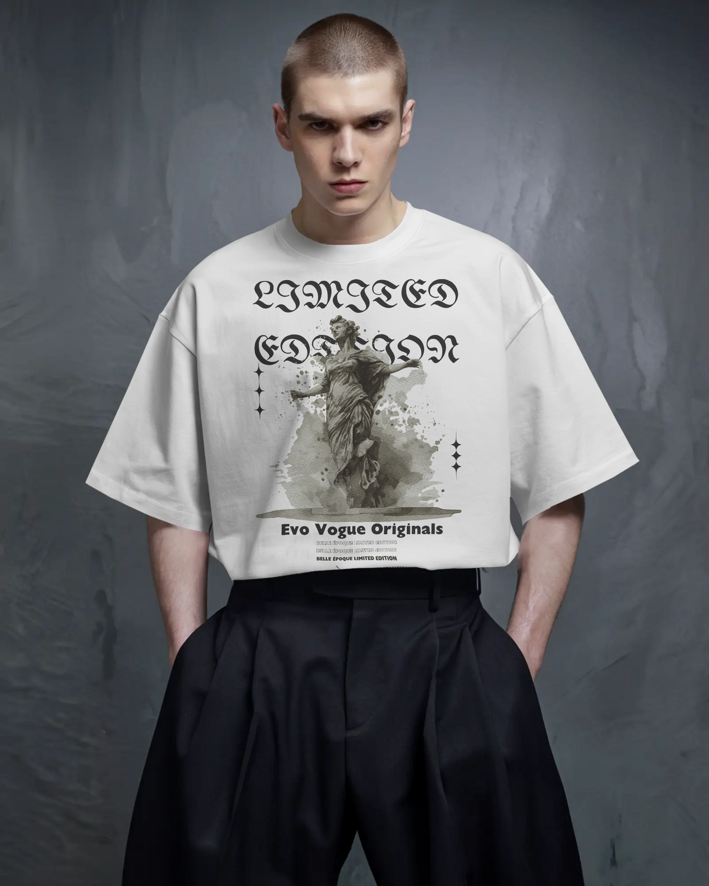 Evo Vogue “Belle Époque Muse” Double-Sided Printed Oversized Tee – Limited Edition | 100% Pure Imported Premium Cotton