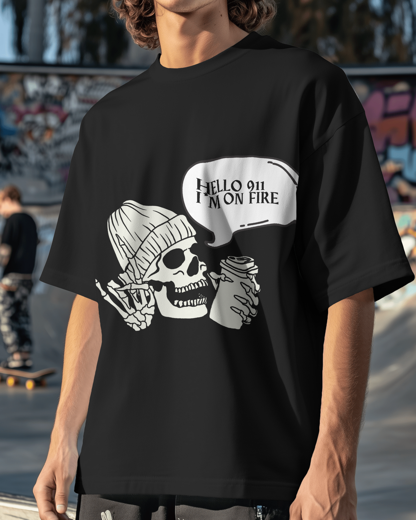 Hello 911, I'm On Fire: A Bold Urban Oversized T-Shirt