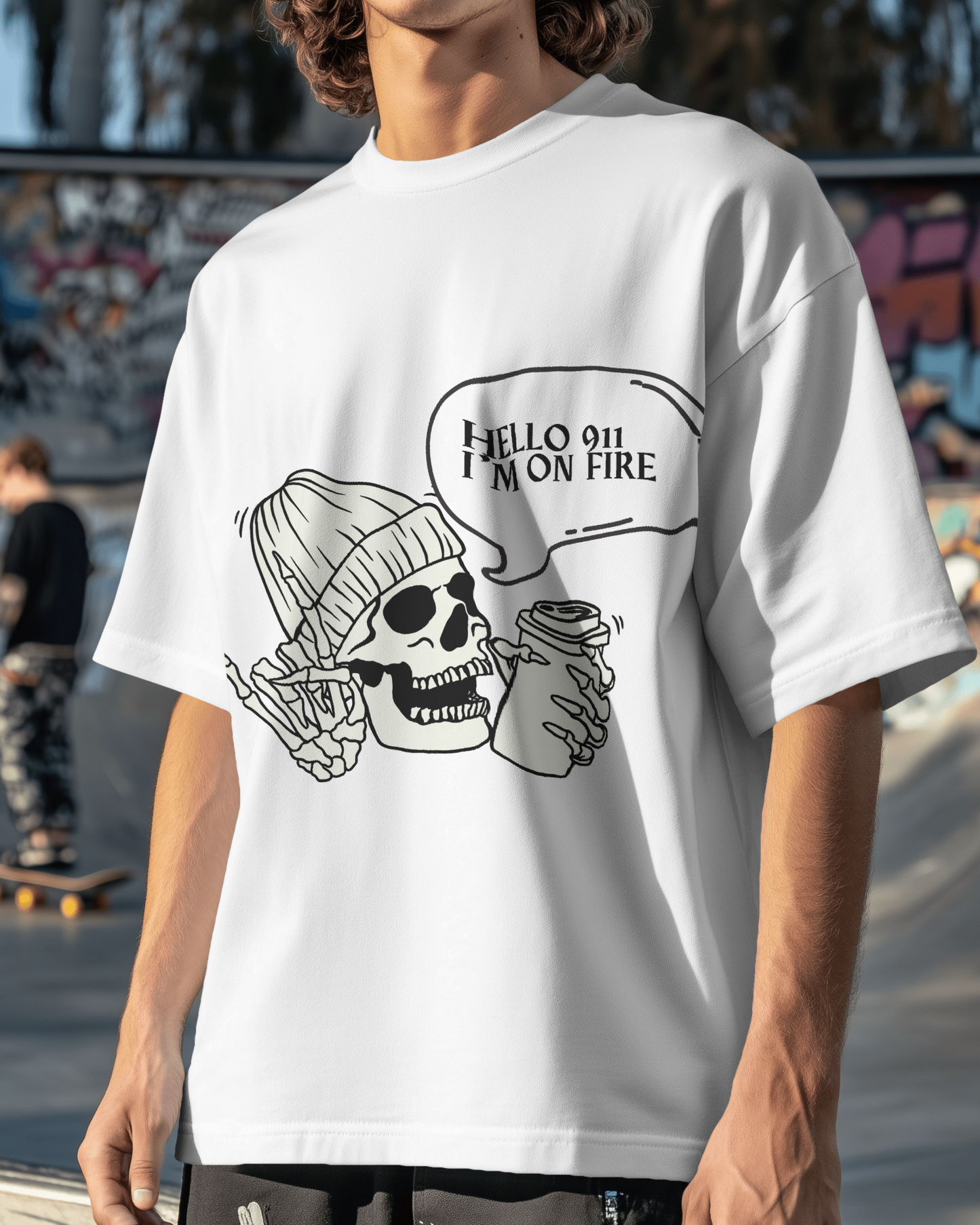 Hello 911, I'm On Fire: A Bold Urban Oversized T-Shirt