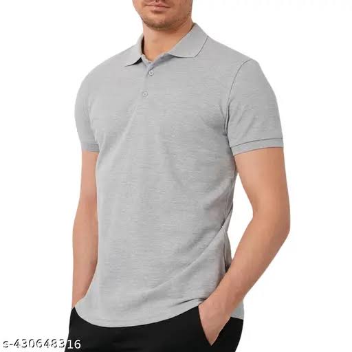 Product Title: Grey Melange Premium Polo T-Shirt