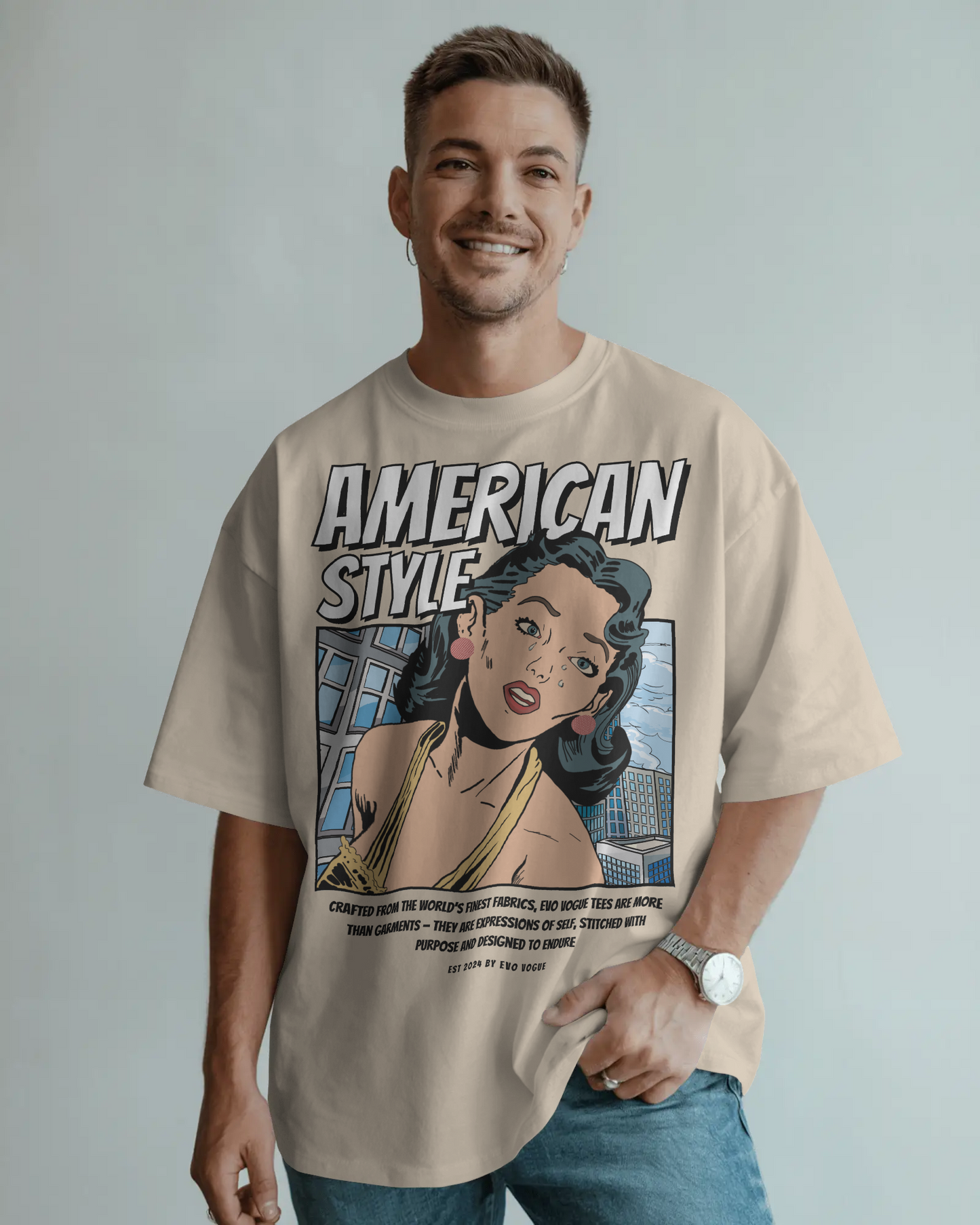 American Style Oversized Graphic T-Shirt – Evo Vogue Worldwide Edition